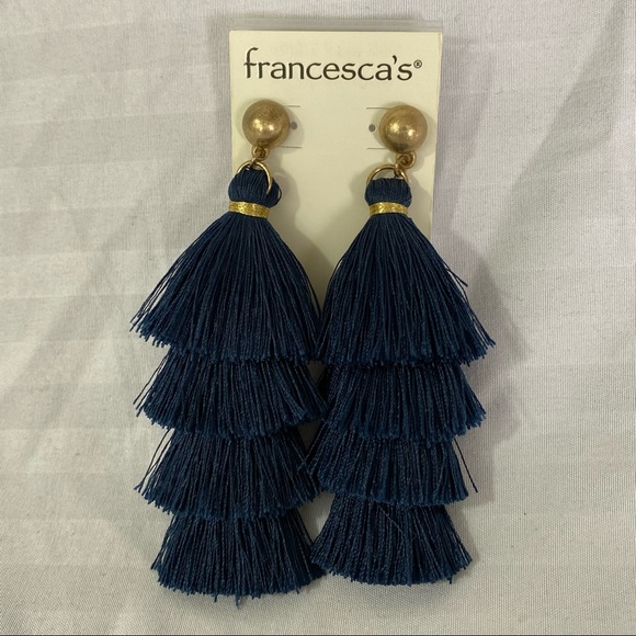 Francesca's Collections Jewelry - Francesca’s Tiered Tassel Drop Earrings Statement Layered Boho